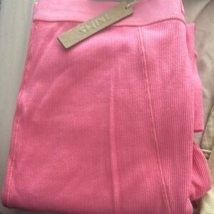 Skims Pink Ribbed Leggings